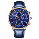 Leather Rose Blue_2022 Sports Mens es for Men Business Casual Stainless Steel Quartz Wrist Calendar 