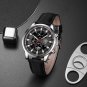 Leather Black Blue_Mens Stainless Steel es Luxury Men Sports Quartz Wrist Male Business Casual es F