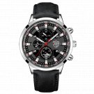 Leather Silver Black_Mens Stainless Steel es Luxury Men Sports Quartz Wrist  Male Business Casual es