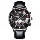 Leather Black Silver_Mens Business es Luxury Gold Stainless Steel Mesh Belt Quartz Wrist  Luminous C