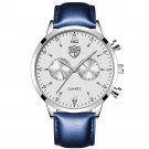 Leather Silver White_Mens Luxury Sports es Men Business Stainless Steel Quartz Wrist Luminous Clock 