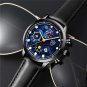 Leather Black Blue_Luxury Mens es Male Casual Leather  Men Business Quartz Wrist Calendar Date Lumin