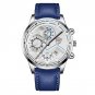 Leather Silver White_Luxury Mens es Male Casual Leather  Men Business Quartz Wrist Calendar Date Lum