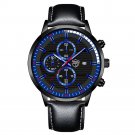 Leather Black Blue_Mens Brand es Men Sport Stainless Steel Quartz Wrist Man Clock Business Casual Le