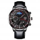 Leather Black Black_Luxury Mens Sports es Men Business Stainless Steel Quartz Wrist Luminous Clock  