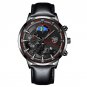 Leather Black Black_Luxury Mens Sports es Men Business Stainless Steel Quartz Wrist Luminous Clock  