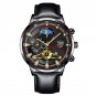 Leather Black Gold_Luxury Mens Sports es Men Business Stainless Steel Quartz Wrist Luminous Clock  M