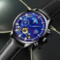 Leather Black Silver_Luxury Mens Sports es Men Business Stainless Steel Quartz Wrist Luminous Clock