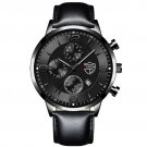 Leather Black Black_Business Mens Calendar es Men Luxury Strap Leather  Men's Analog Quartz Wrist