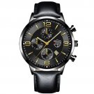 Leather Black Gold_Business Mens Calendar es Men Luxury Strap Leather  Men's Analog Quartz Wrist
