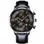 Leather Black Gold_Business Mens Calendar es Men Luxury Strap Leather  Men's Analog Quartz Wrist