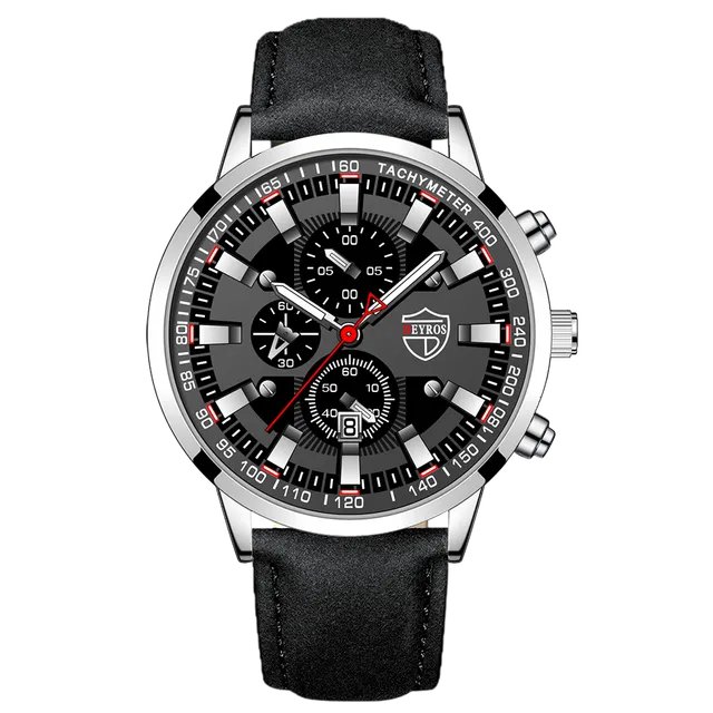 Leather Silver Black_2022 Men's Minimalist Ultra Thin es Simple Men Business Stainless Steel Mesh Be