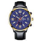 Leather Gold Blue_Mens es Luxury Stainless Steel Mesh Belt Quartz Wrist  Luminous Clock Men Business
