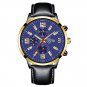 Leather Gold Blue_Mens es Luxury Stainless Steel Mesh Belt Quartz Wrist  Luminous Clock Men Business