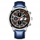 Leather Silver Blue_2022 Mens Sport es Luxury Men Business Stainless Steel Quartz Luminous Clock Cal