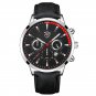 Leather Silver Black_Mens Stainless Steel es Luxury Calendar Quartz Wrist  for Men Business Casual L