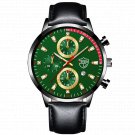 Leather Black Green_Mens Luxury Sports es Men Business Stainless Steel Quartz Wrist Luminous Clock  