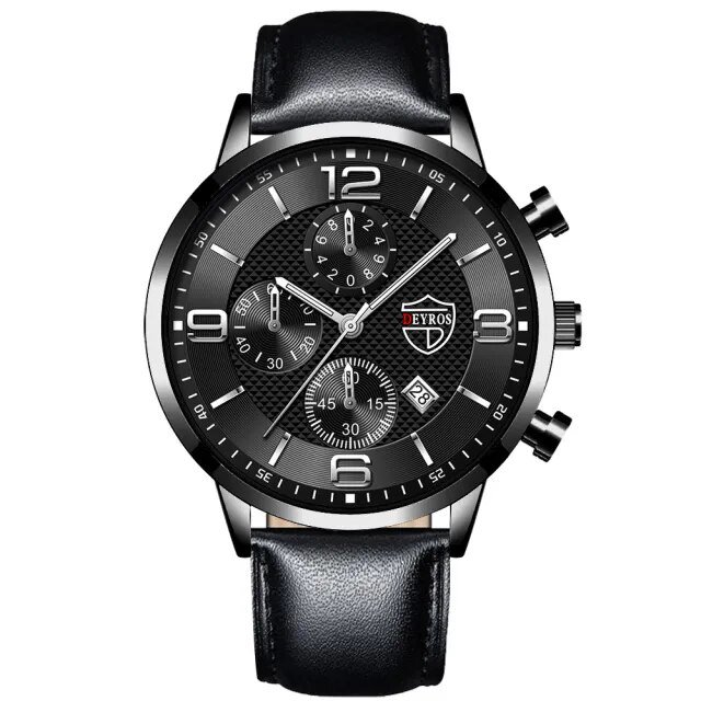 Leather Black Silver_Brand Mens es Luxury Stainless Steel Quartz Wrist  Luminous Clock Men Business 