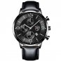 Leather Black Silver_Brand Mens es Luxury Stainless Steel Quartz Wrist  Luminous Clock Men Business 