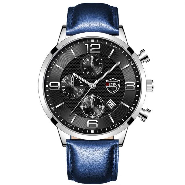 Leather Silver Black_Brand Mens es Luxury Stainless Steel Quartz Wrist  Luminous Clock Men Business 