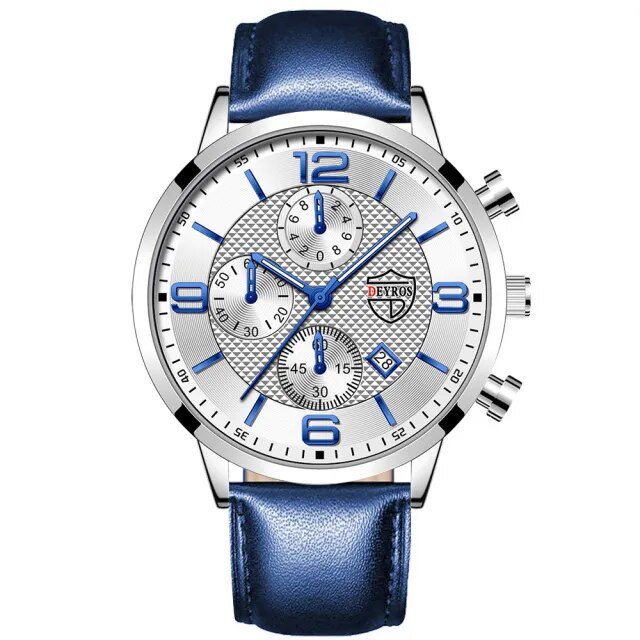 Leather Silver White_Brand Mens es Luxury Stainless Steel Quartz Wrist  Luminous Clock Men Business 