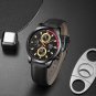 Leather Black Blue_Mens es Stainless Steel Quartz Wrist Luxury Men Business Casual Leather  Luminous