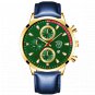 Leather Gold Green_Mens es Stainless Steel Quartz Wrist Luxury Men Business Casual Leather  Luminous