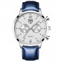 Leather Silver White_Mens es Luxury Men Sports Leather  Male Business Stainless Steel Quartz Wrist L