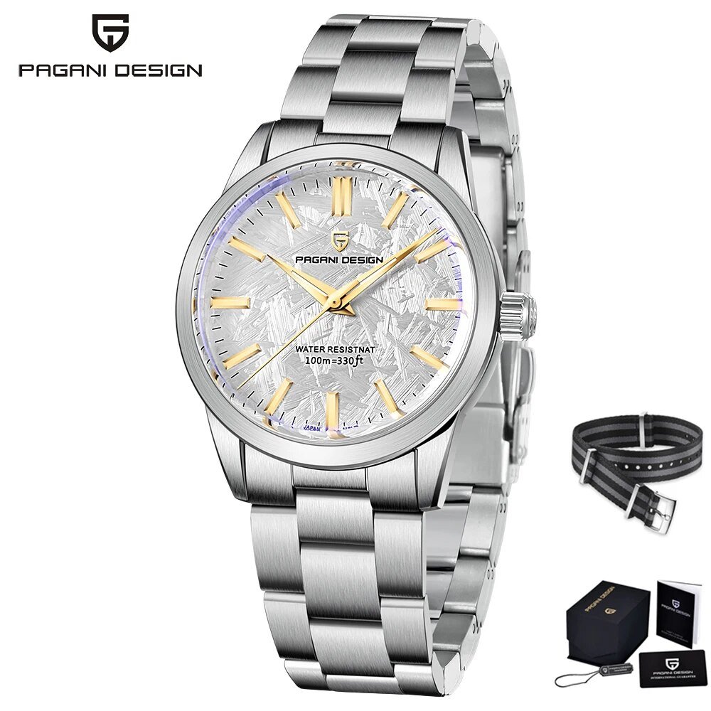 White_2022  GS Luxury Quartz  For Men 100M Waterproof Business Steel Wrist AR Sapphire glass Men's e