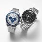 grey_Men's es Sport Quartz Wrist for men Moon Chronograph Automatic date Stainless steel Sapphire mi
