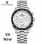 White_Men's es Sport Quartz Wrist for men Moon Chronograph Automatic date Stainless steel Sapphire m