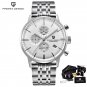 sliver white S_2023   Brand Luxury es For Men Automatic Date  Waterproof Chronograph VK67 Movement