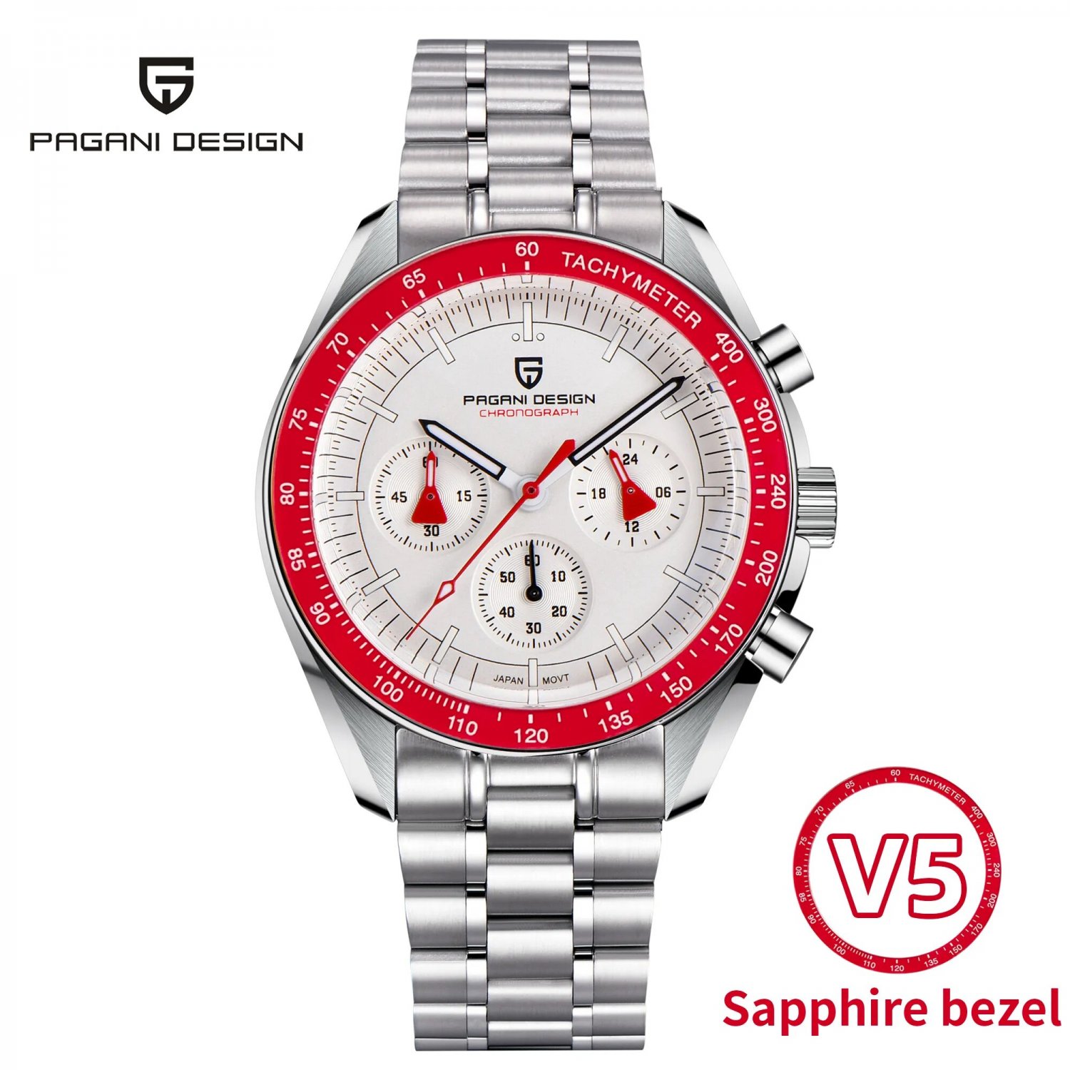 Red_Chronograph Men's es  Luxury Men Quartz Wrist  Automatic Date Speed Great Master  for men