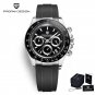 Black_2023  Men's Luxury Quartz  100m waterproof silicone strap Brand luxury stainless steel self-wi