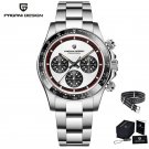 White_Retro Sports Chronograph Men's es Luxury Quartz  Men Automatic date VK63 Sapphire glass 100M W