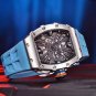 Red_Men es Luxury Quartz  Men Skeleton Waterproof Wrist Japan VH65 Movement Fluororubber strap 2023
