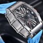 Red_Men es Luxury Quartz  Men Skeleton Waterproof Wrist Japan VH65 Movement Fluororubber strap 2023