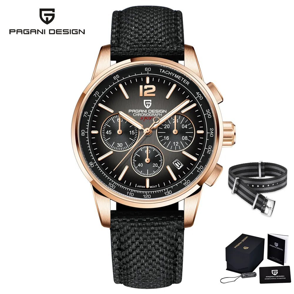 Gradient black_2023   CODE Men's es  Luxury Quartz  for men Sport Waterproof Chronograph VK63 Sapphi