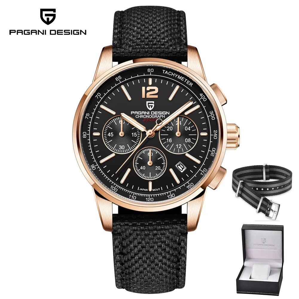 Pink_2022   CODE Men's es Business Quartz  for men Sport Waterproof Chronograph Japan VK63 Sapphire 