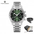 Green_Wide arrow Moon es Retro Luxury Quartz  For Men Sport speed Chronograph VK64 AR Sapphire glass