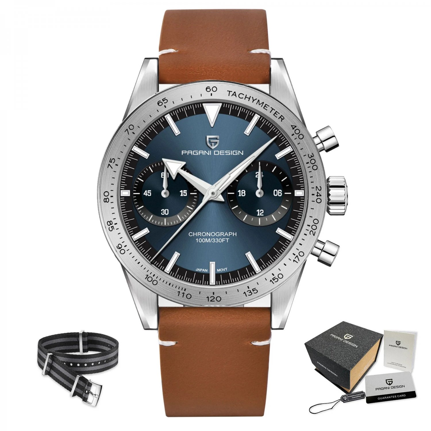 Red_Wide arrow Moon es Retro Luxury Quartz  For Men Sport speed Chronograph VK64 AR Sapphire glass 2