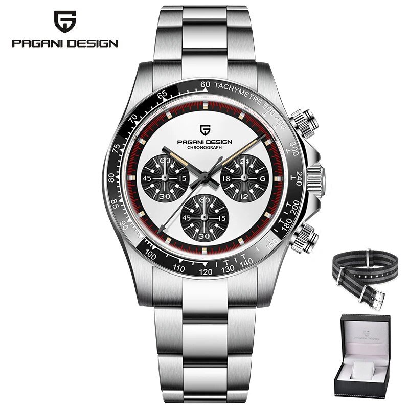 White Box_2022  Men's es Luxury Quartz Wrist for men Retro sports Chronograph Japan VK63 Sapphire gl