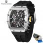 Black_2023   Men's es Luxury Quartz  For Men Skeleton Waterproof Wrist  Japan VH65 Fluororubber stra
