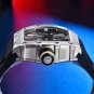 Black_2023   Men's es Luxury Quartz  For Men Skeleton Waterproof Wrist  Japan VH65 Fluororubber stra