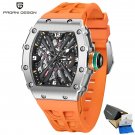 Orange_2023   Men's es Luxury Quartz  For Men Skeleton Waterproof Wrist  Japan VH65 Fluororubber str