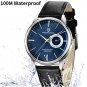 Gold white_2020 Men's es Luxury Quartz Men Leather 100M Waterproof Military Men es