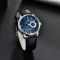 Silver blue_2020   Men's es  Luxury Quartz  Men Leather 100M Waterproof Military  Men es