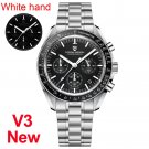 Black V3_Men's es Luxury Quartz Moon  For Men Sport Chronograph 100M Waterproof Sapphire crystal Wri