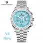 White Blue_Men's es Luxury Quartz Moon  For Men Sport Chronograph 100M Waterproof Sapphire crystal W