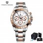 Rose Gold White_VK63 Movement men's es quartz  men chronograph business Waterproof wrist men